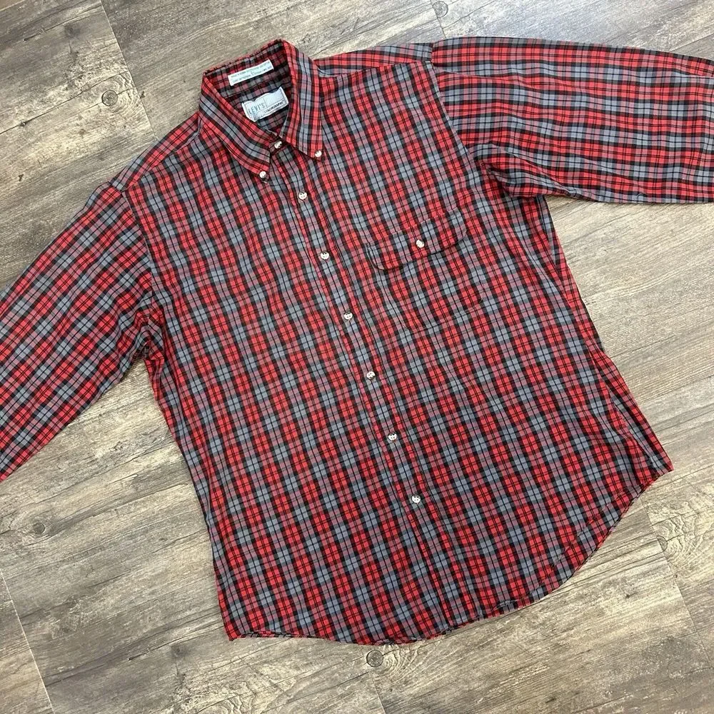 Vintage Levis Colorgraphs Button‎ Down Shirt Men Size Large Plaid 80's (73)